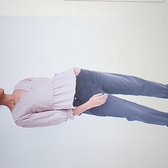 Madewell Puff Sleeve Peplum Wrap Top in Stripe Size Medium - Picture 10 of 11